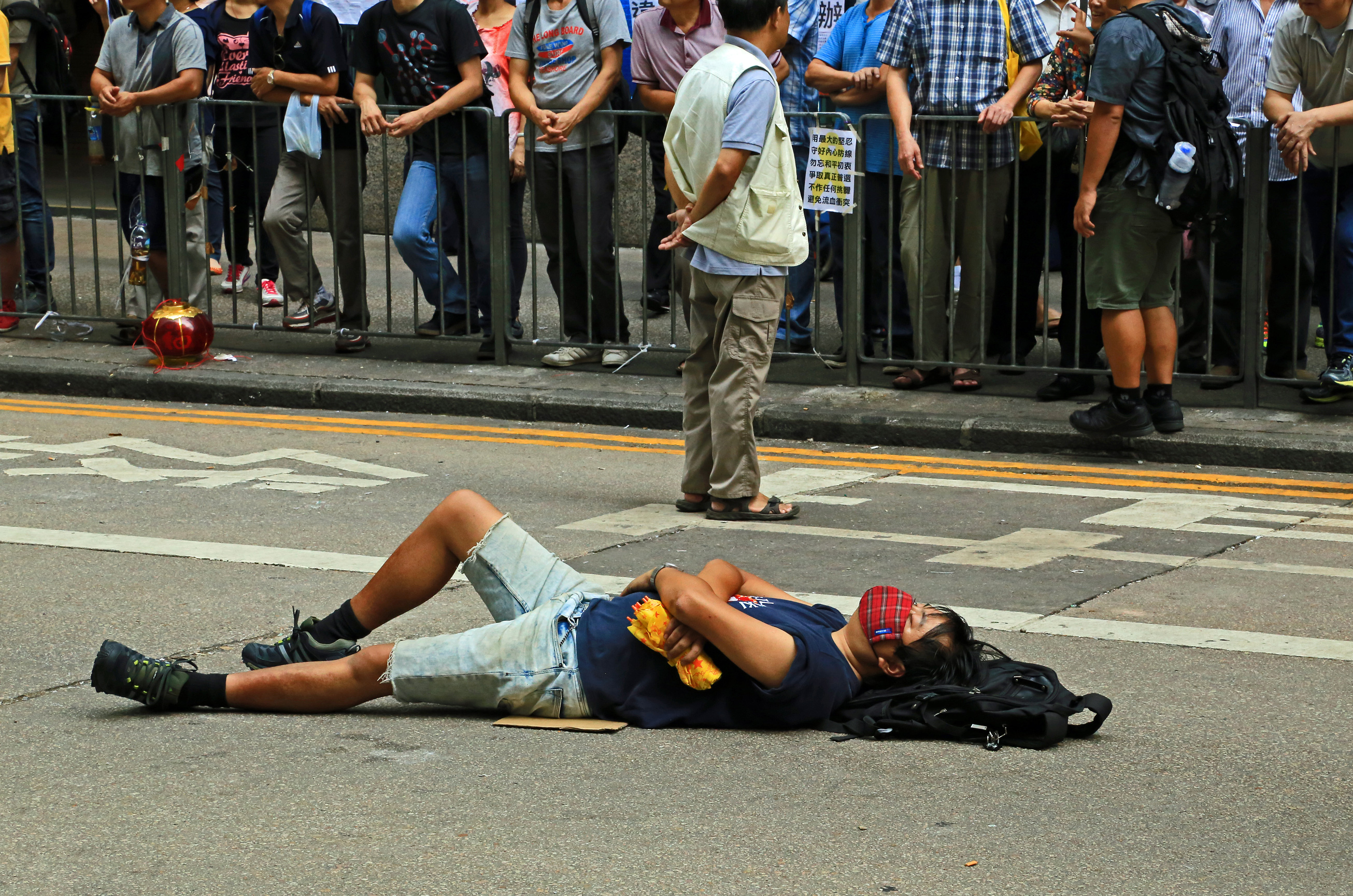 China - Hong Kong - Mong Kok - Umbrella Revolution - Taking a Break